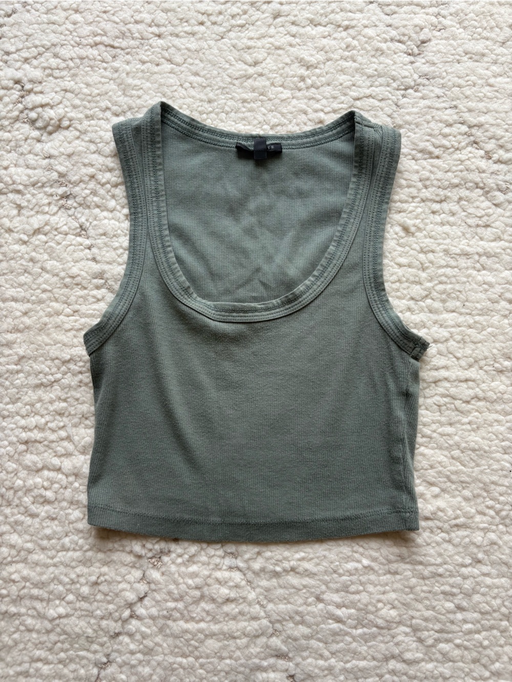 Dynamite Olive Ribbed Crop Tank